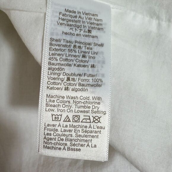 J.CREW Linen-Blend Button-Front Shell M White Tank Top Crewneck NWT B5 - Picture 5 of 5